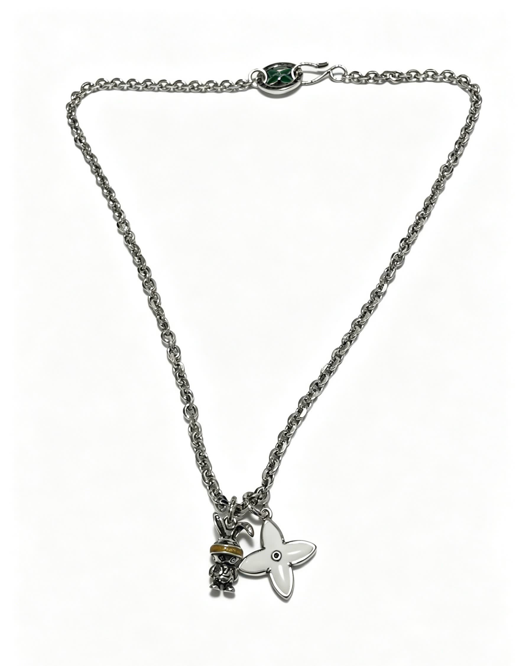 Louis Vuitton Silver Chain Necklace with Charms